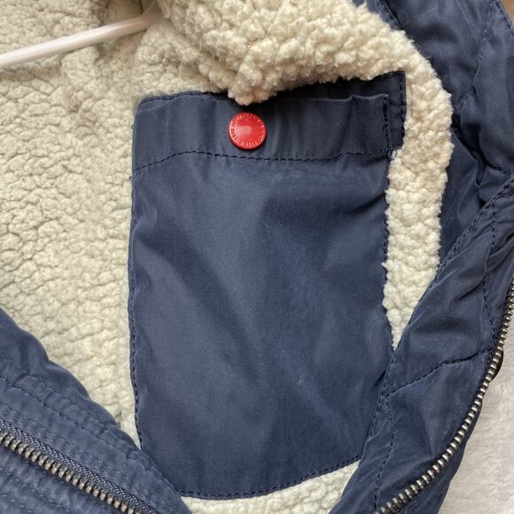 Abercrombie & Fitch Parka Jacket Womens M Navy Sherpa Lined Faux Fur Hood - Picture 12 of 16